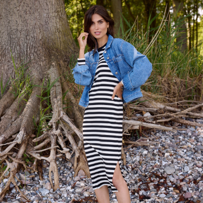 Soya Concept Striped Dress & Denim Jacket