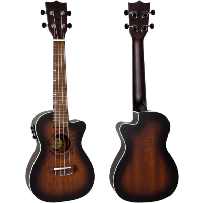 Flight DUC380 CEQ Amber Electro-Acoustic Concert Ukulele Front and Back