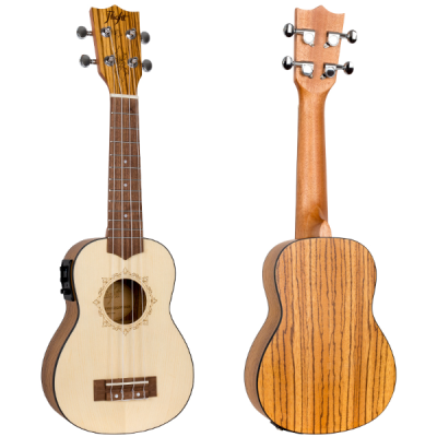 Flight DUS320CEQ Electro-Acoustic Soprano Ukulele Front and Back