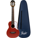 Flight Iris RD Concert Ukulele Red Front and Case